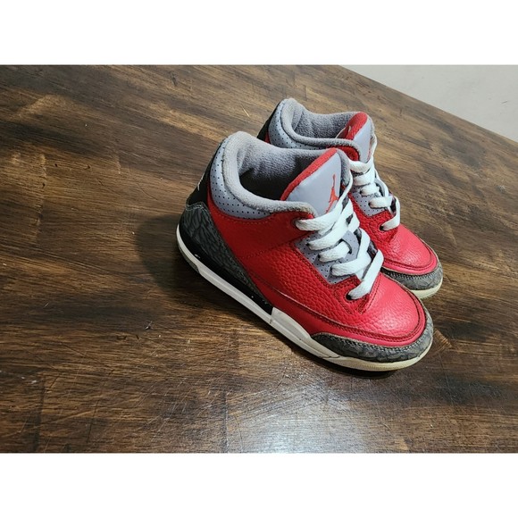 Nike Air Jordan 3 Retro Fire Red Cement Grey 13C Toddler CQ0489-600 toddler boys - Picture 2 of 10